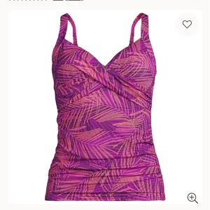 NWT Land’s End Women’s V-Neck Underwire Tankini 22W Violet Rose Stipple Palm